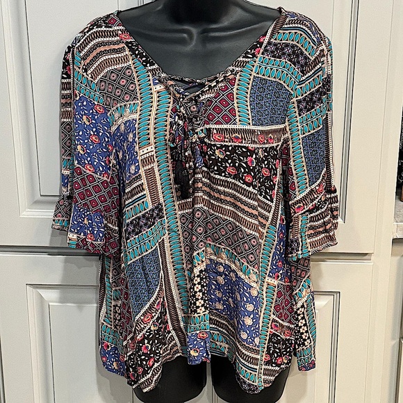 American eagle outfitters Bohemian Patchwork Blouse - Multicolor MEDIUM - Picture 1 of 4